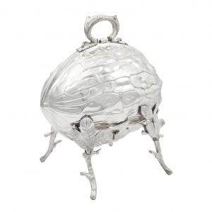 Silver Plated Walnut Biscuit Box