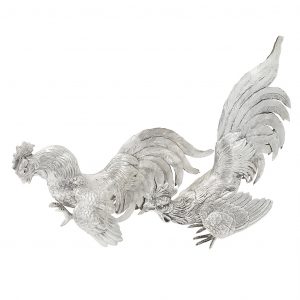 Silver Fighting Cockerels