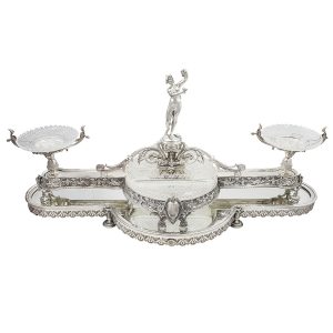Silver Plated Figural Centre Piece on Mirror Plateau